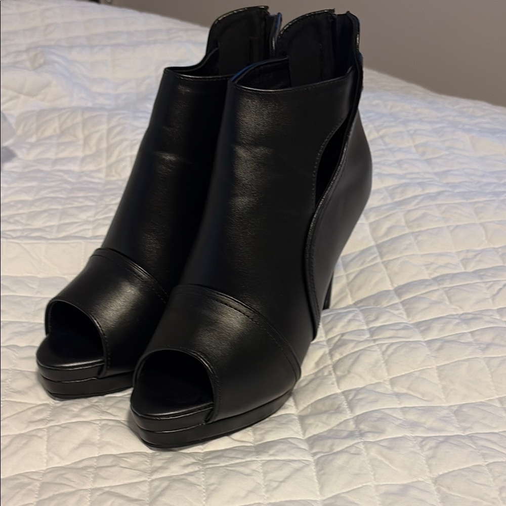 Elegant Black Peep-Toe Ankle Boots